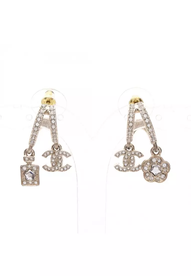 Buy Chanel Pre-Loved Chanel coco mark flower hoop earrings GP