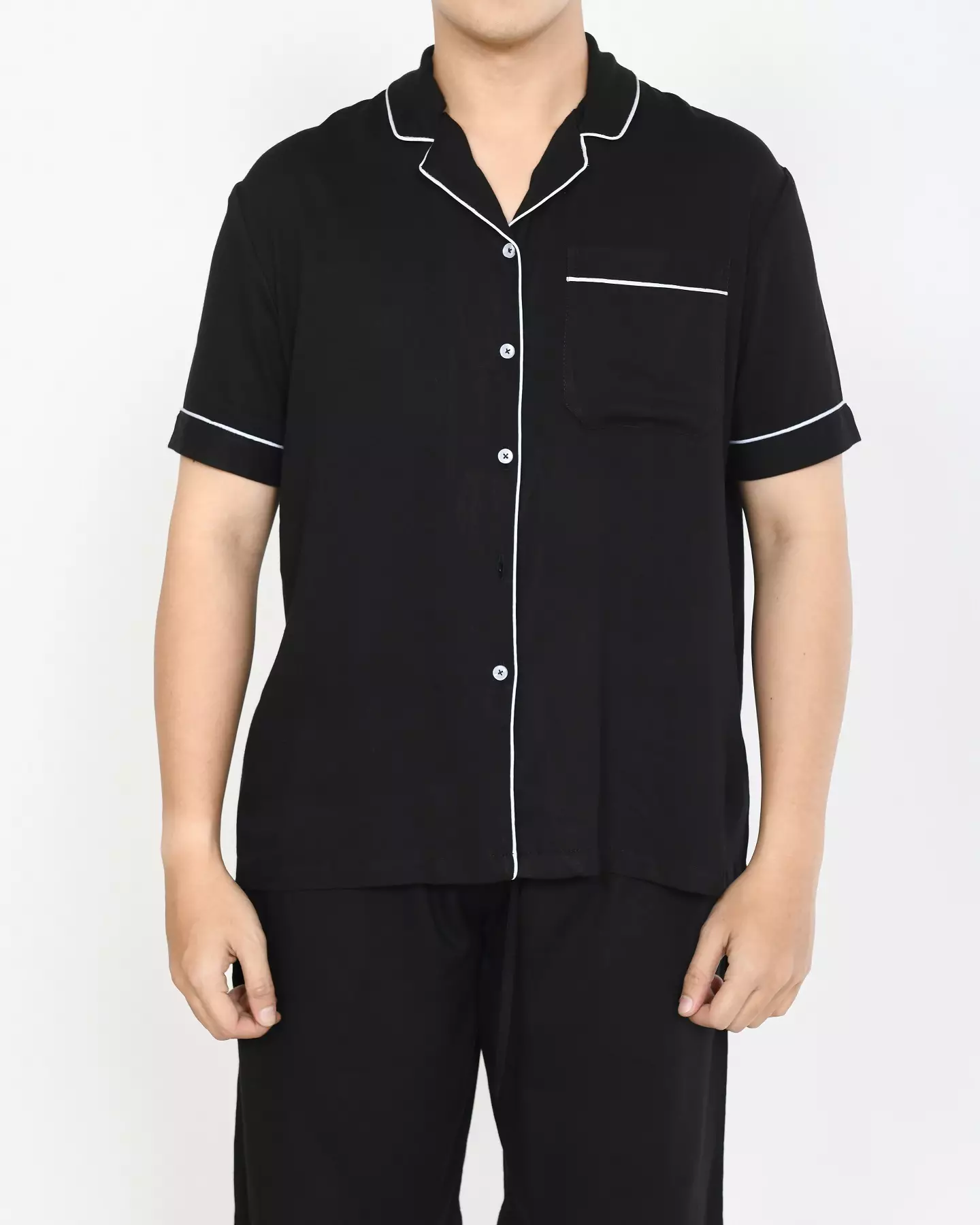 BUNDLING 2 PCS Piyama Couple Basic - HITAM Pria Wanita Size L-XXL