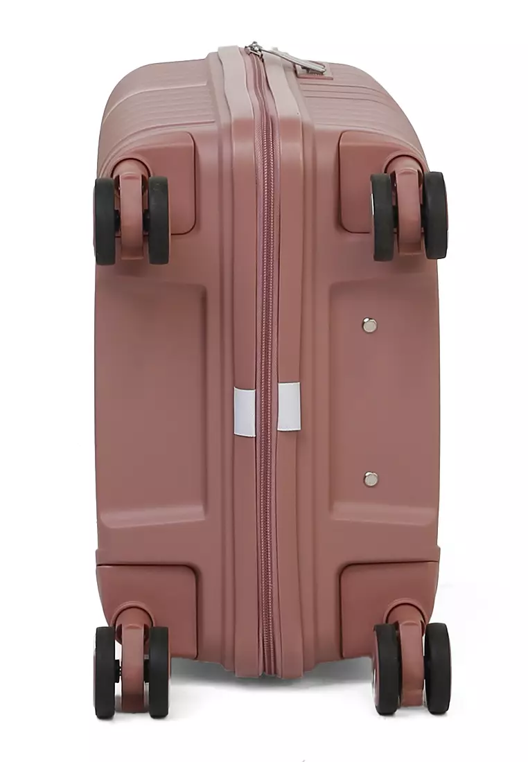 Carlton Koper Size 20inch Unisex Lock Anti Theft Zipper Suitcase Material Fiber ORIGINAL - Rose Gold