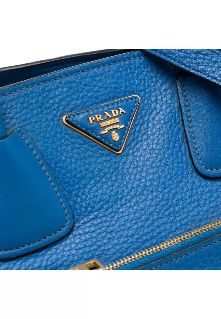Pre-Loved Prada Vitello Daino Front Pocket Open Convertible Tote