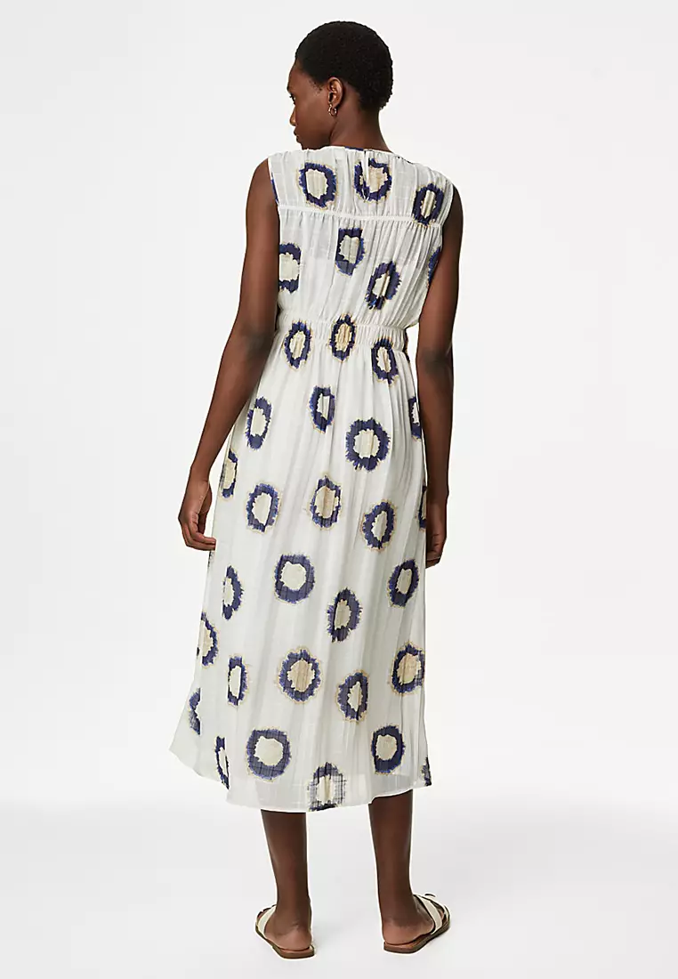 Printed Midi Smock Dress