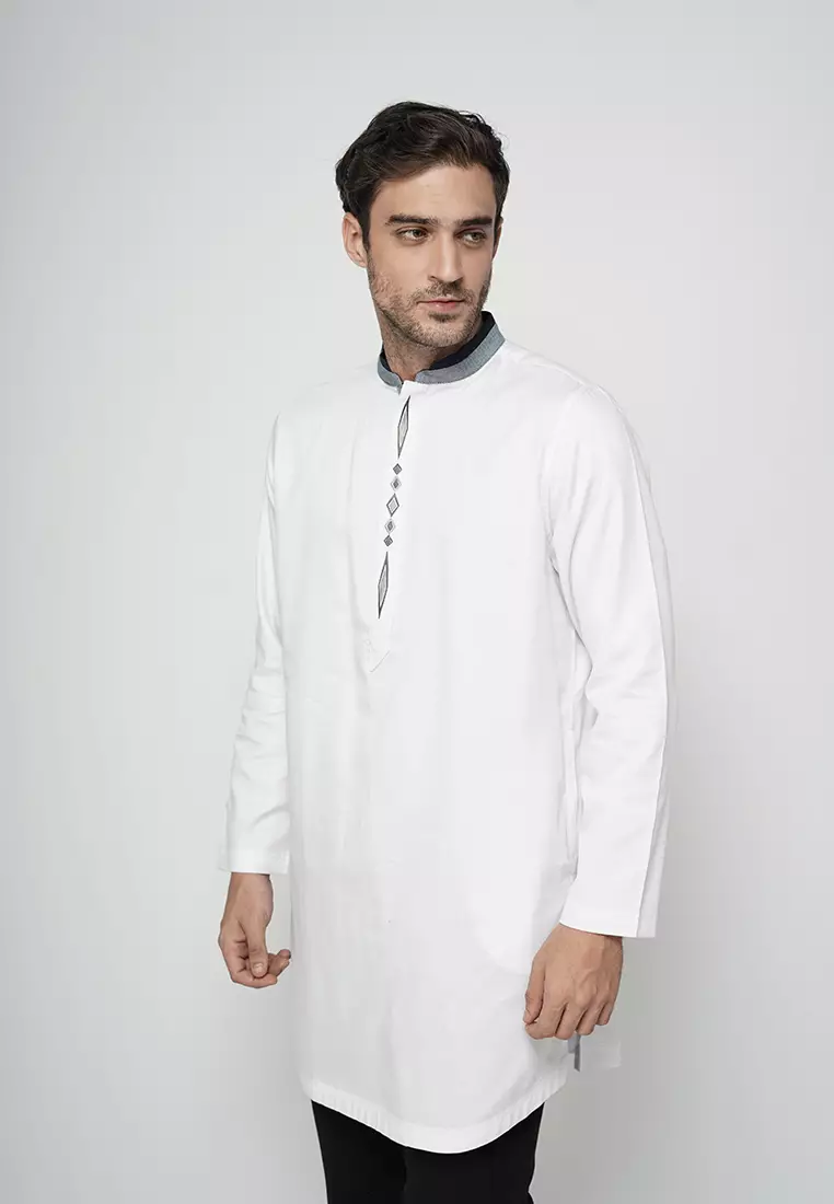 LGS - Baju Koko Kurta - Lengan Panjang - Putih