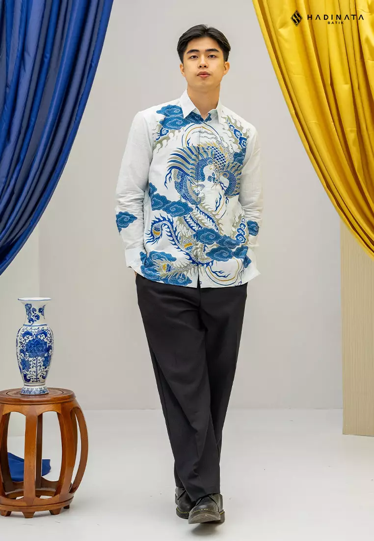 Hadinata Batik Premium Kemeja Batik Pria Lengan Panjang Superfine Furing Bhawana White