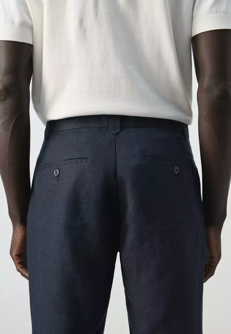 Slim-Fit 100% Linen Trousers