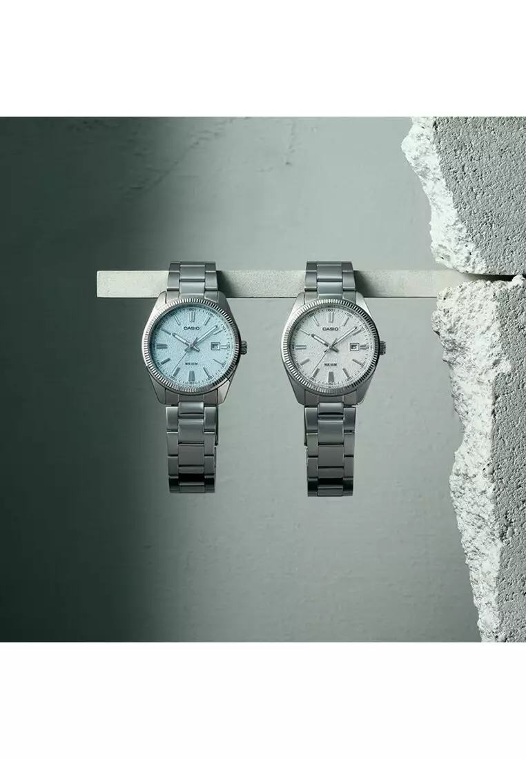 MTP-1302DA-7A Men Analog Watch with Silver Stainless Steel Band