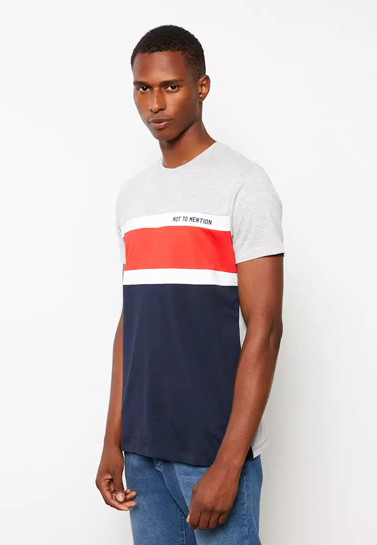 Buy LC WAIKIKI Crew Neck Short Sleeve Color Block Combed Cotton