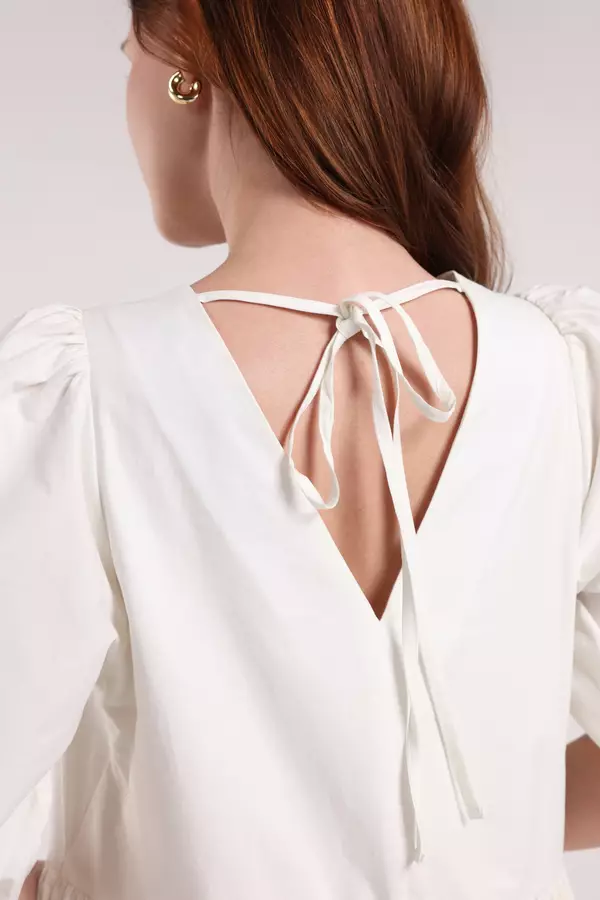 MINIMAL - Rhythm - Gaun Lengan Balon Motif Bunga  - Off White Warna Offwhite