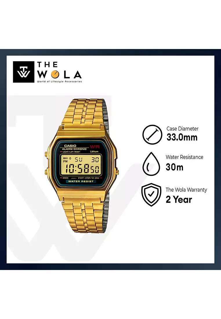 Men's Vintage A159WGEA-1 Gold tone Digital Watch