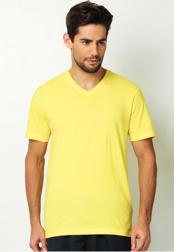 Puritan yellow V-Neck Colored T-Shirt C99E3AAA8CF48DGS_1