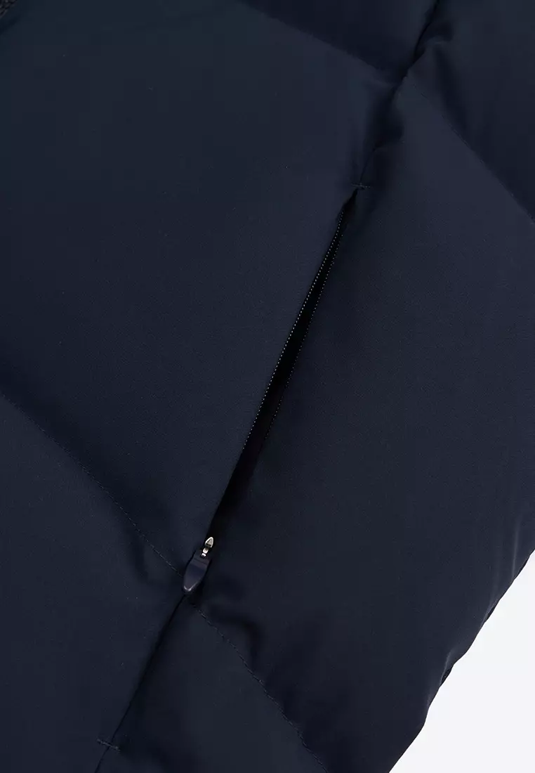 男裝 K-SWISS LOGO 防風防潑水連帽羽絨背心外套