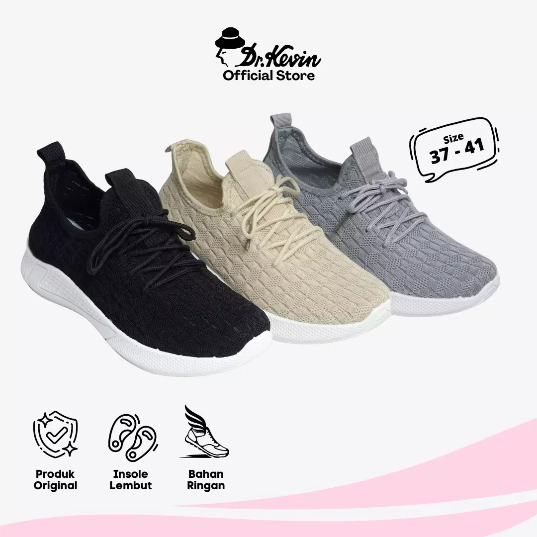 Dr. Kevin Sepatu Olahraga Sport Wanita Sneakers Flyknit Tali 589-063