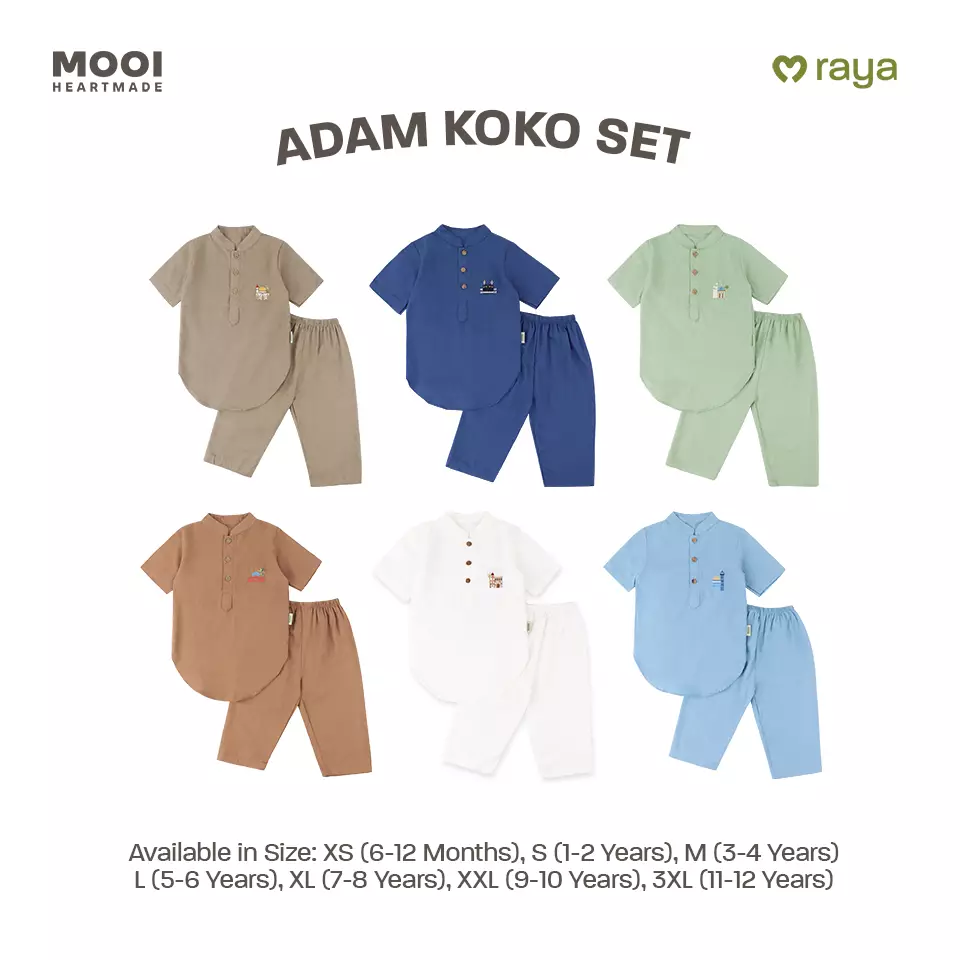 Mooi Adam Koko Set Setelan Koko Anak Raya Collection - Camel Brown
