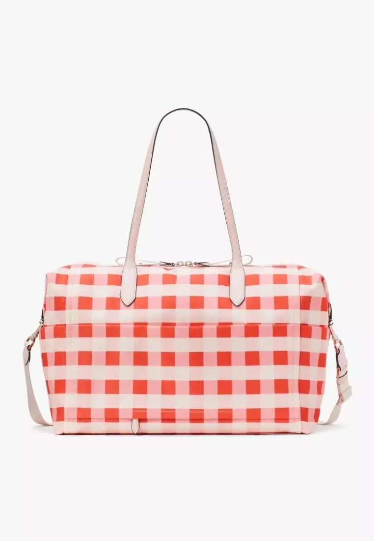 Kate Spade Chelsea Gingham Weekender Pink Multi