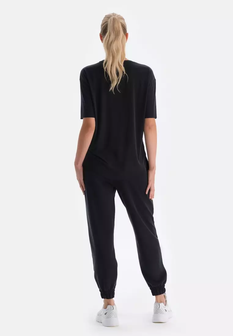 Black Trousers, Jogger, Rib, Activewear for Women