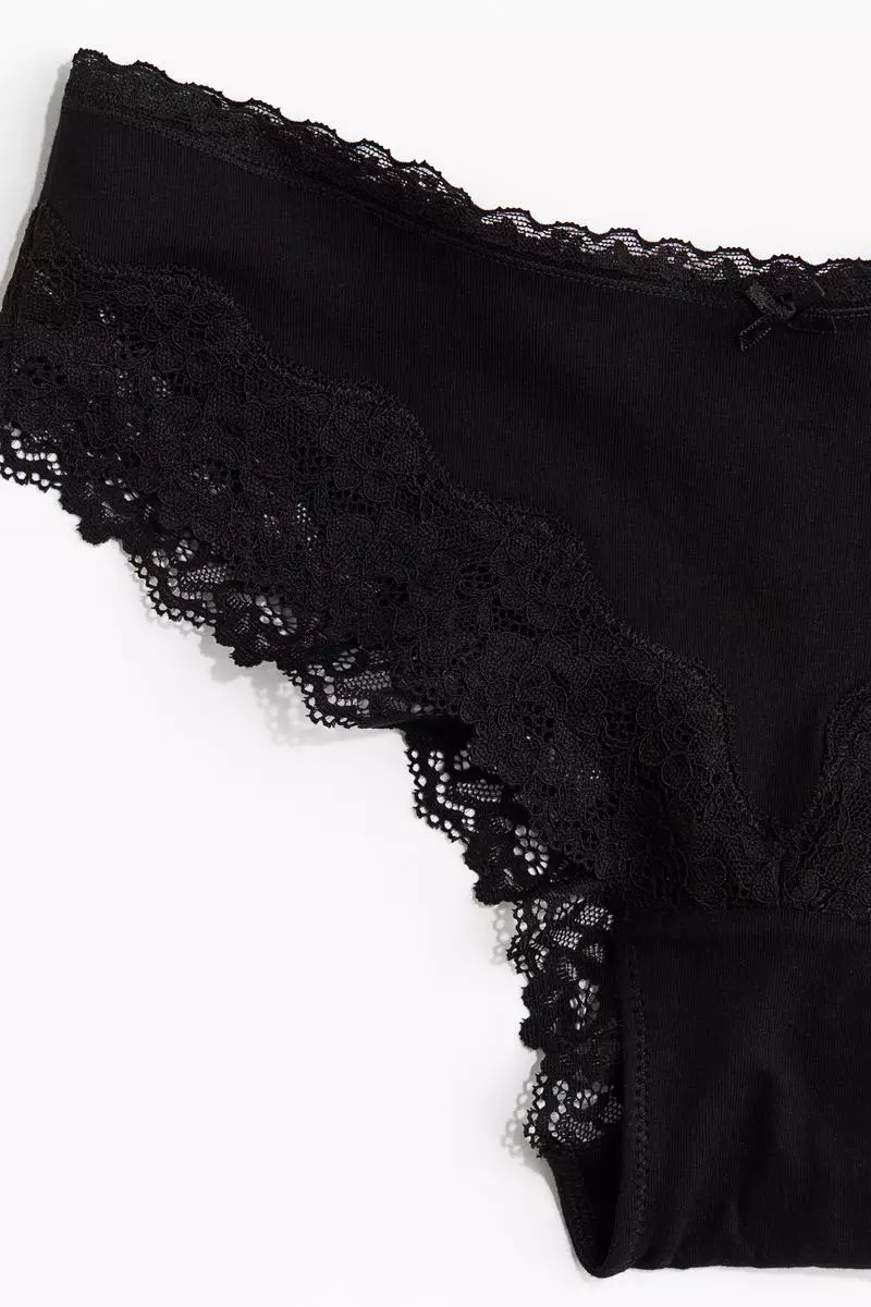 3-pack cotton and lace hipster briefs