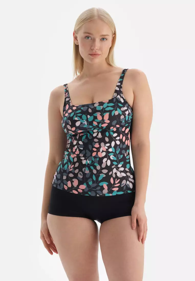 Buy DAGİ Black - Green Swimsuits, Leaf Print, Shapewear, Full-Cup