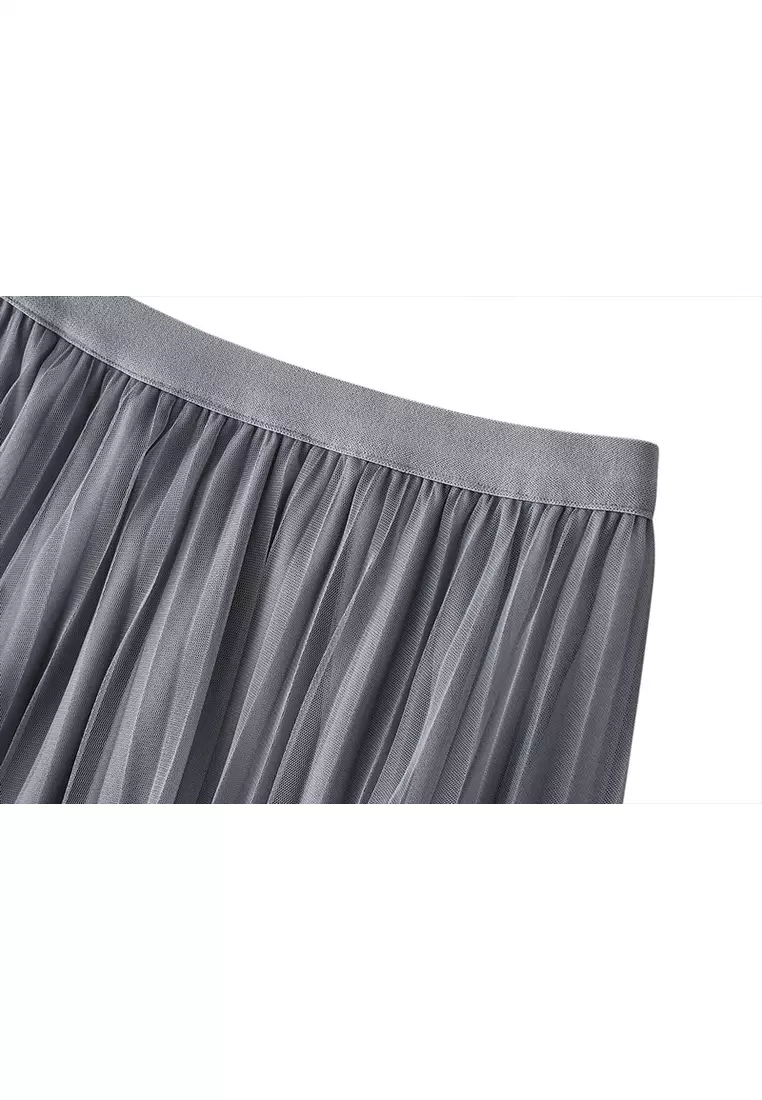 Spring/Summer High Waist Lace Stitching Mesh Skirt AF8585