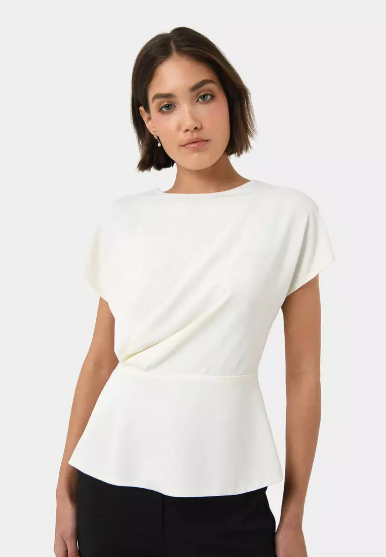 FORCAST Bonnie Side Gathered Peplum Top