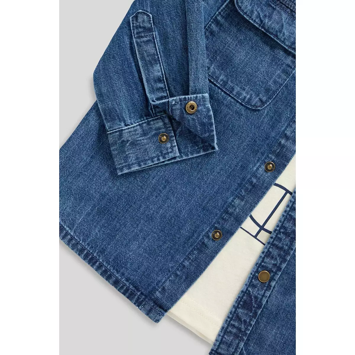 Mothercare Denim Shirt and T-Shirt Set - Set Kemeja Kaos Anak Laki-laki (Biru)