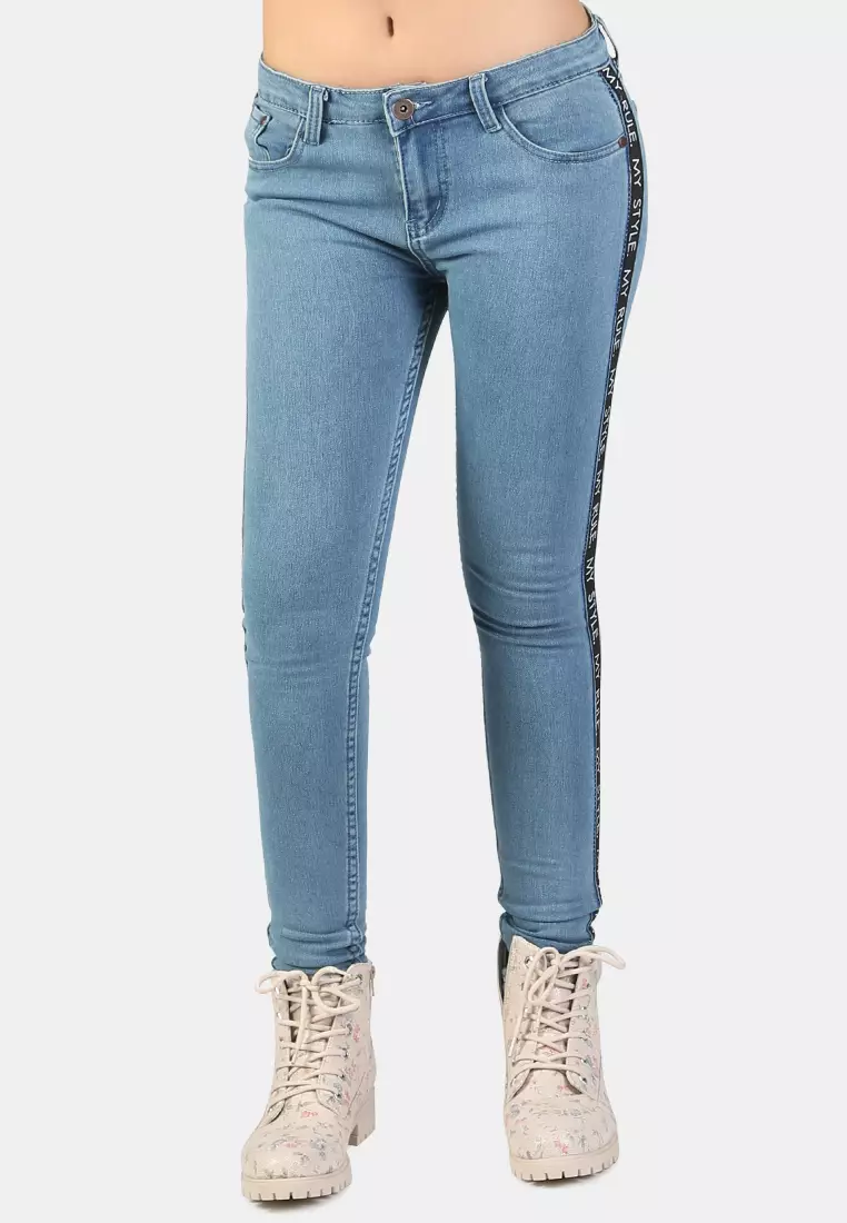 Side tape jeans women online