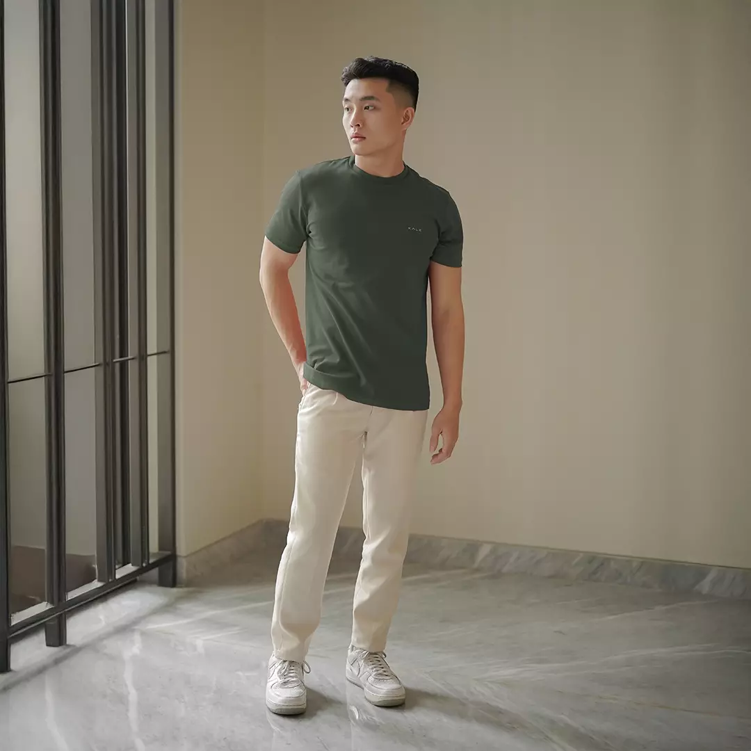 Kale JUNO GREEN/ Cotton Cloudy / Atasan Kaos Pria / Kaos Basic Pria