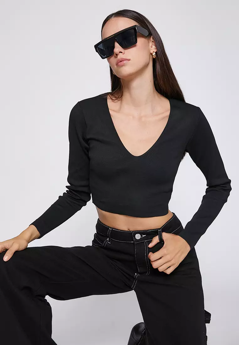 Long Sleeves Crop Knit Sweater