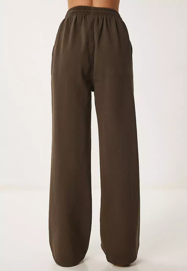 Faded Effect Wide Leg Denim Palazzo Pants