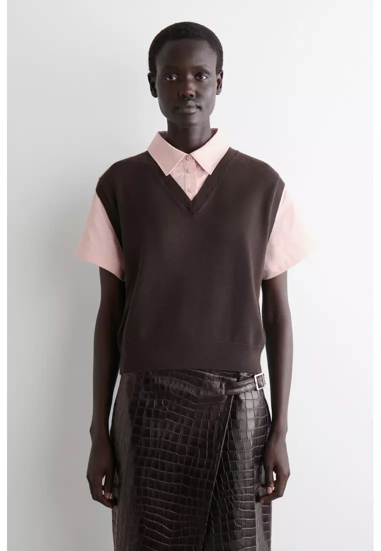 LAYERED MERINO WOOL SHIRT VEST