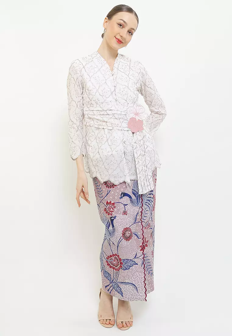 Rok Warp Skirt Span Bawahan Batik Wanita Asana Katun Bordir Pink