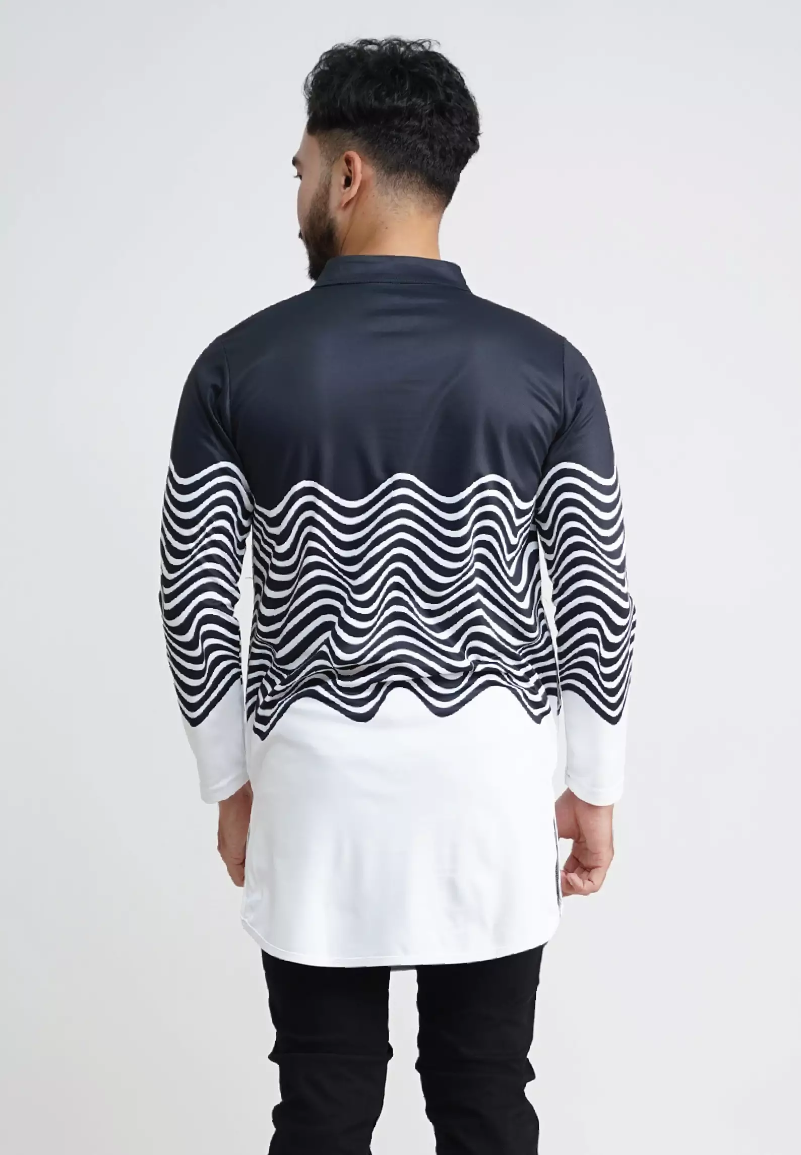 Tiento Pakaian Koko Pria Baju Muslim Dry Fit Kurta Lengan Panjang Motif Bena