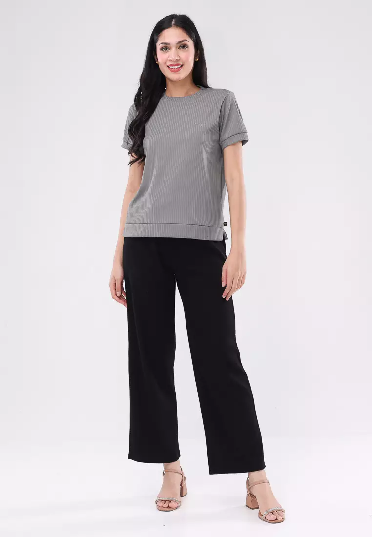 Special Textured Knits Short Sleeve Blouse