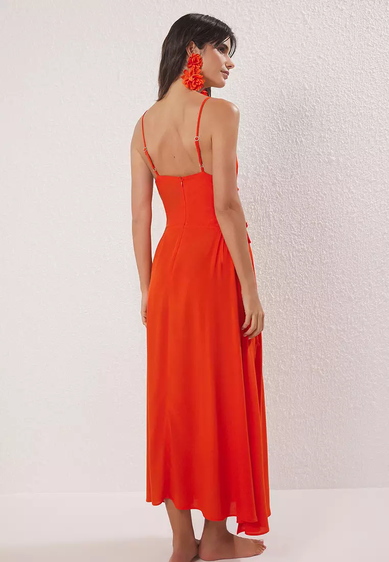 Floral Pattern Maxi Woven Beach Dress TBESS24EL00098