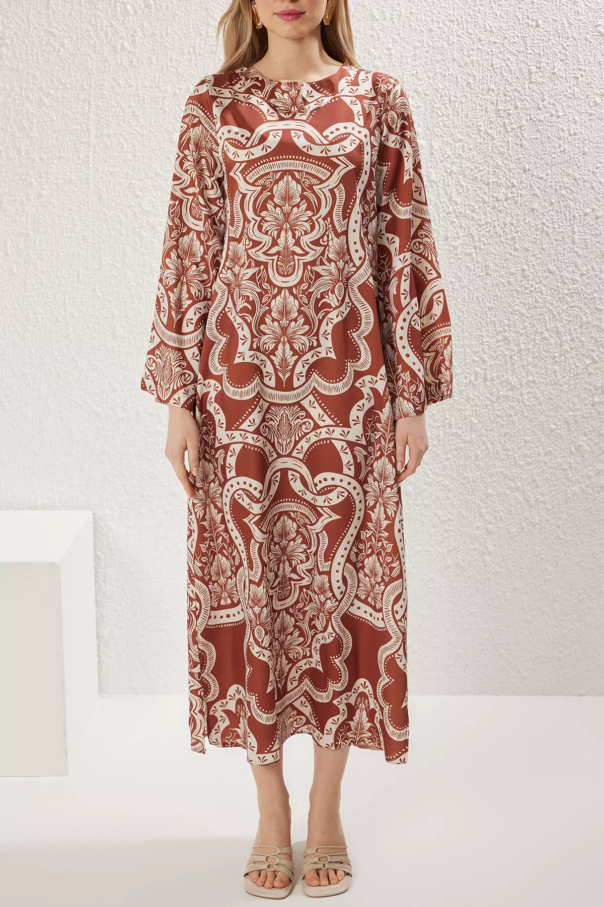 MODEST Satin Print Dress