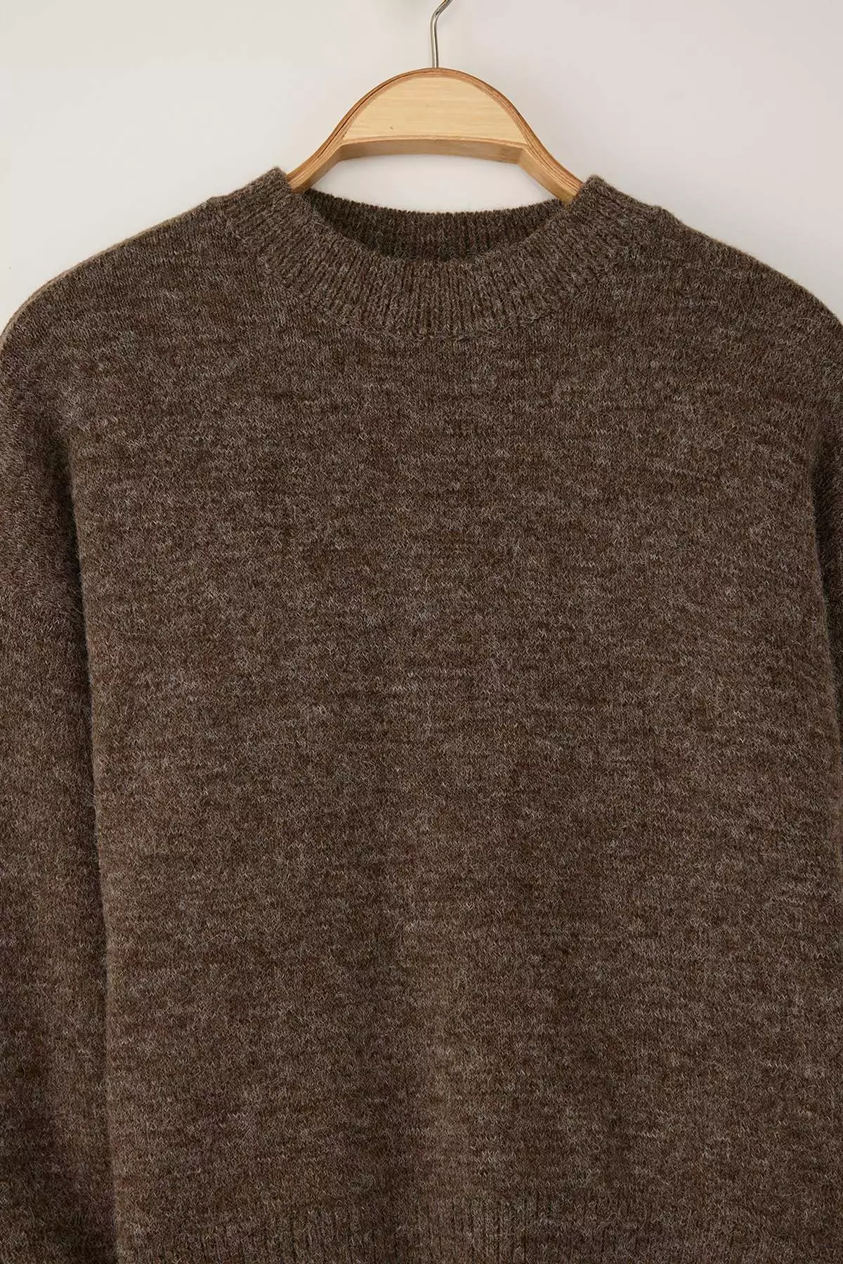 Mink Alpaca Wool Blended Premium/Special Yarn Wide Fit Basic Knitwear Sweater