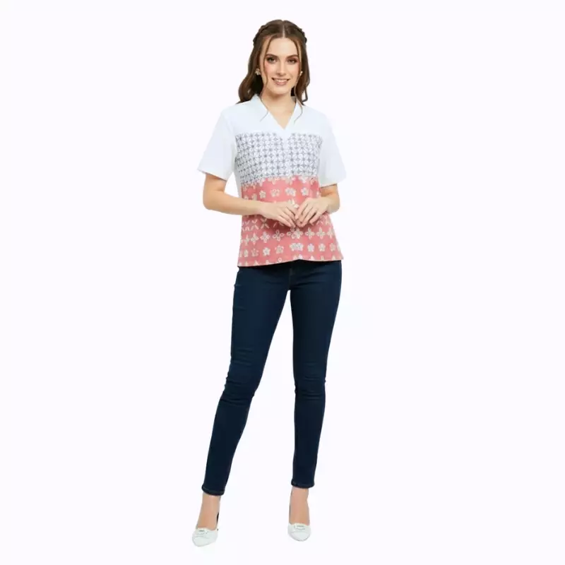 Blouse Batik Wanita - Bhatara Batik Nanita - Atasan Batik Modern Lengan Pendek