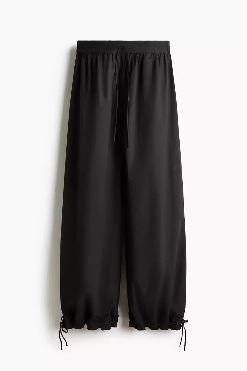 Balloon-leg poplin trousers