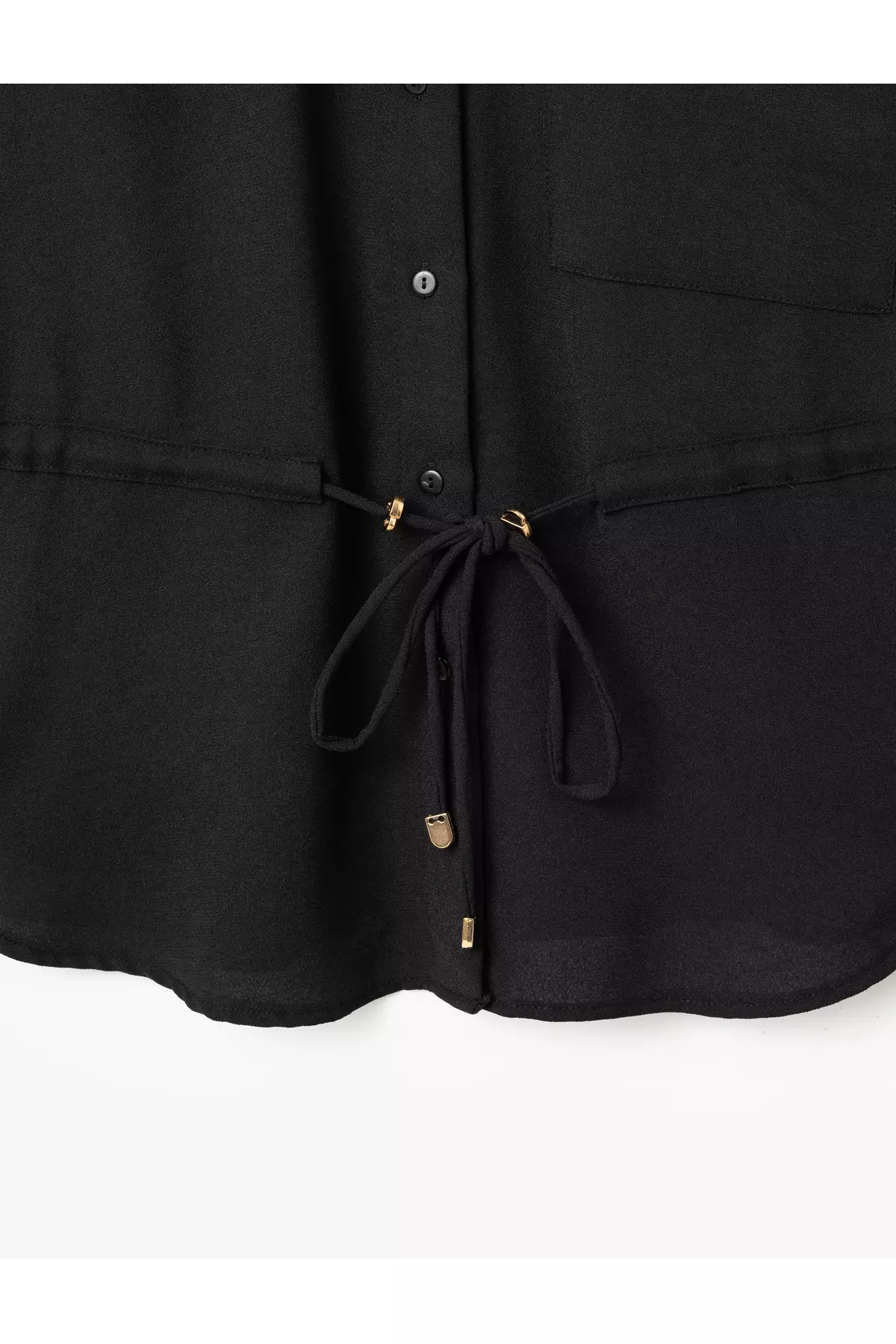 Long Sleeve Waist Lace-Up Pocket Detail Shirt Jacket