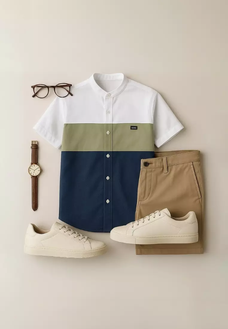 Ramadan Series | Ryusei Kemeja Kerah Koko Lengan Pendek Mikata CMB Blue Denim