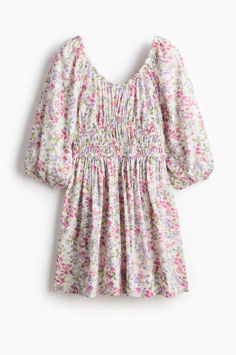 Flared-skirt cotton dress
