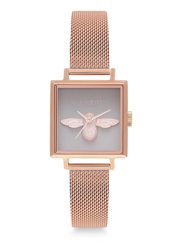 Jual Olivia Burton 3D Bee Grey Dial & Rose Gold Mesh 