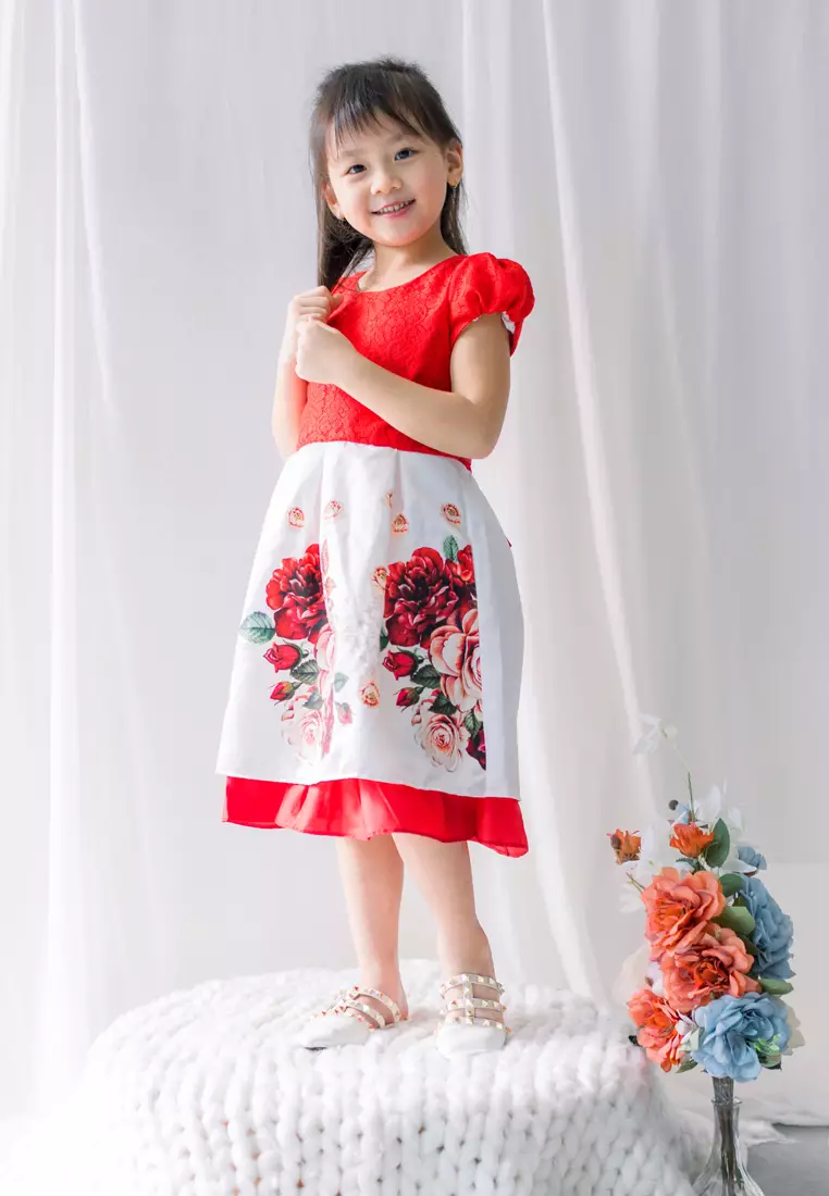 TWO MIX Dress Anak Perempuan Digital Print Bunga Cantik 4269