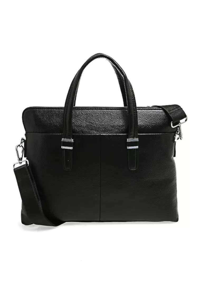 Zevin Tas Selempang Kerja Pria Durabble Zipper Sling Bag Material Kulit Leather ORIGINAL - Black