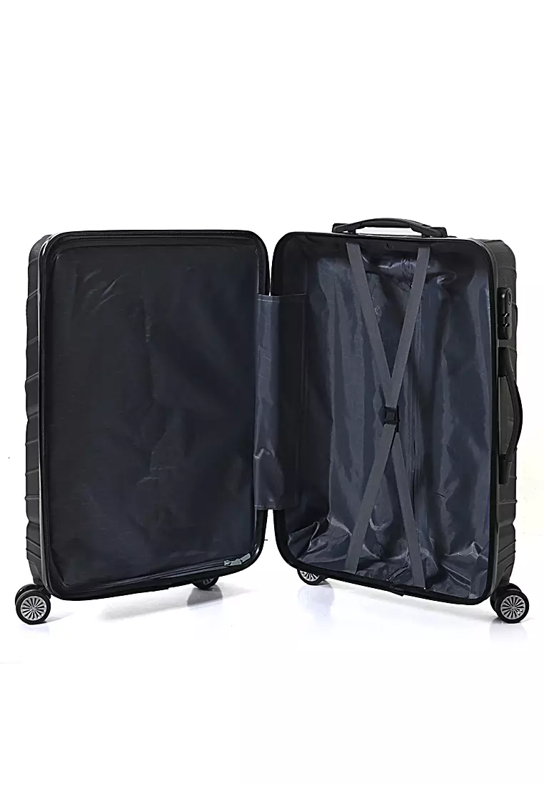 Austin Koper Unisex Size 24 Inch Large Compartment Suitcase Tas Travel Number Code Lock Material Fiber ABS ORIGINAL - Black