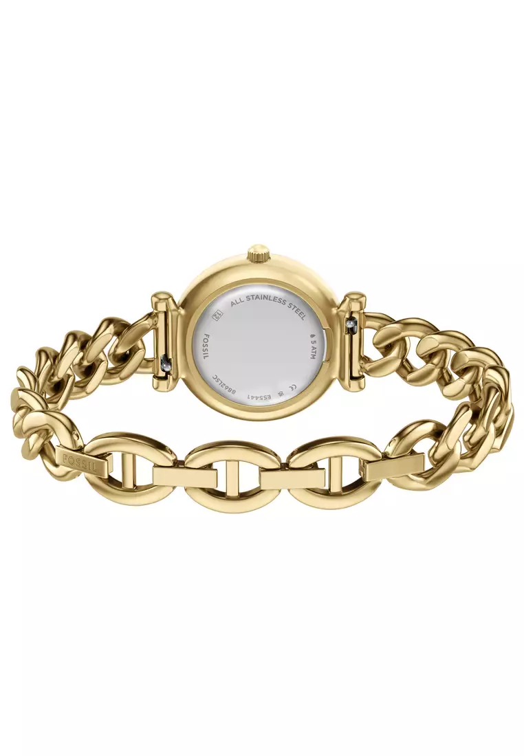 Fossil Women's Carlie Analog Watch ( ES5441 ) - Quartz, Gold Case, Round Dial, 12 MM Gold Stainless Steel Band