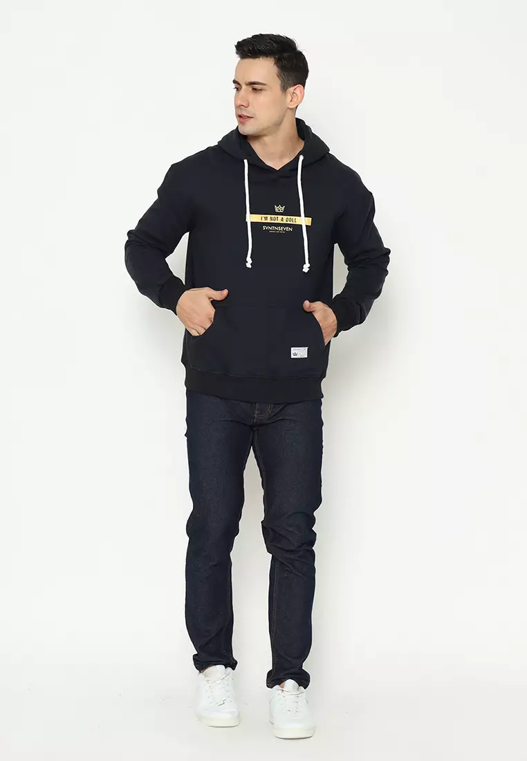17SEVEN Hoodie Sablon Pria 0323-NOTDOLL-BLK