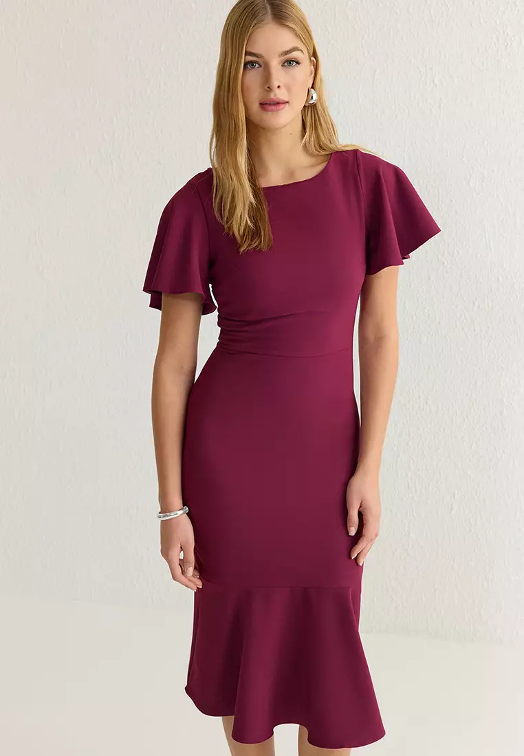 Flounce Hem Midi Dress