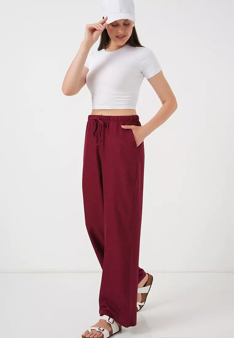 Wide Leg Linen-Look Trousers