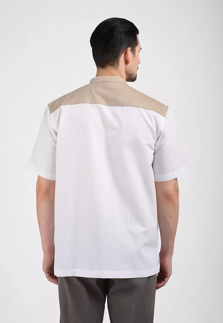 MOC Kemeja Koko Lengan Pendek Pria BARATHEON-WHITE