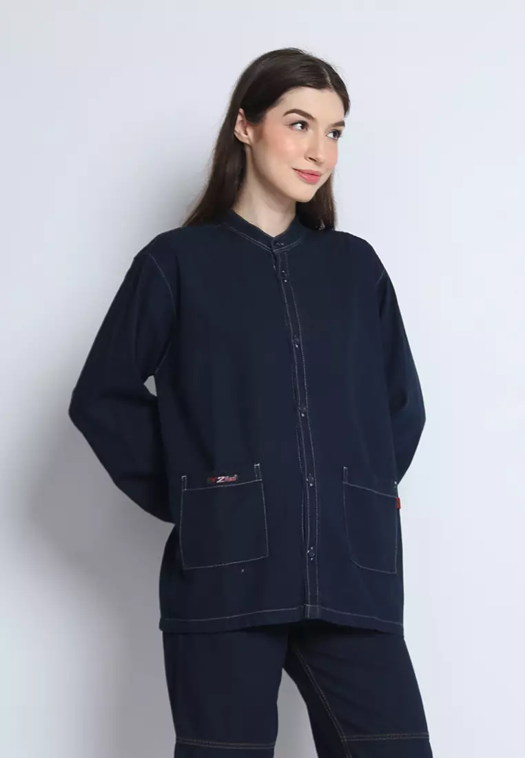 Kemeja Denim Skena Wanita L/S Krah Mandarin Saku Besar 282401