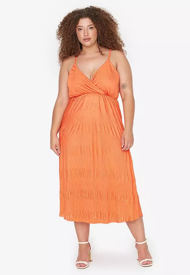 Orange summer dresses plus size discount